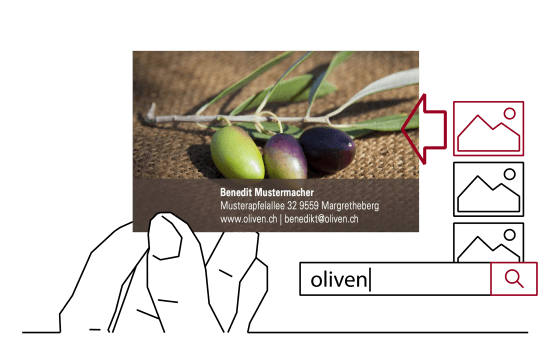 Visitenkarten 1-seitig mit Bild-Suche und Layout-Vorschlägen