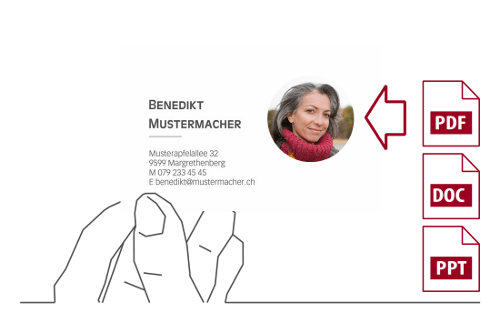 Visitenkarten 1-seitig mit Upload von Office-Dateien